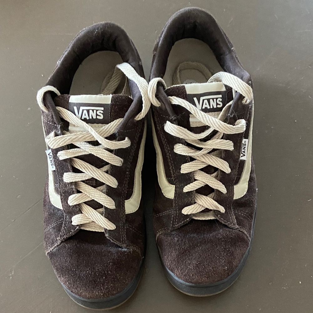 Vans Reiger Dark Brown Suede Leather Sneakers Men's 10.5 Women's 14